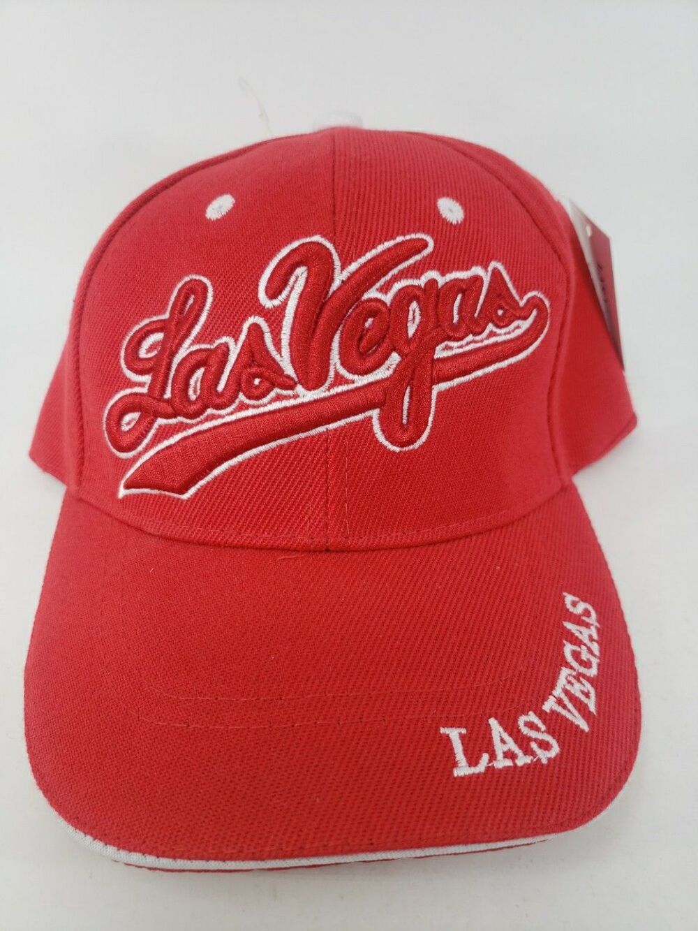 Las Vegas Baseball Style Hat Red Embroidered New with Tags Hook & Loop Strap